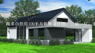 跪求自住房100平方装修设计图，3房1厅，主人房是套间！